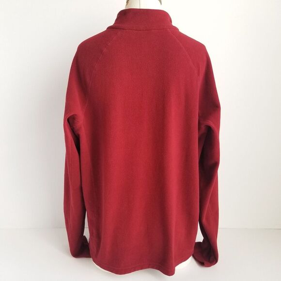 Eddie Bauer Fleece Pullover Mens M Red 1/4 Zip Zipper Sleeve Pocket - Picture 3 of 6